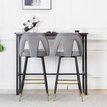 Set of 2 Modern Contemporary Velvet Upholstered Bar Stools