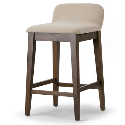 Set of 2 Atia Rubberwood Counter Stools with Fabric Seat