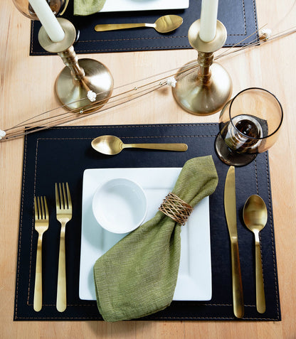 Classic Luxe Placemat Faux Leather: Black Onyx