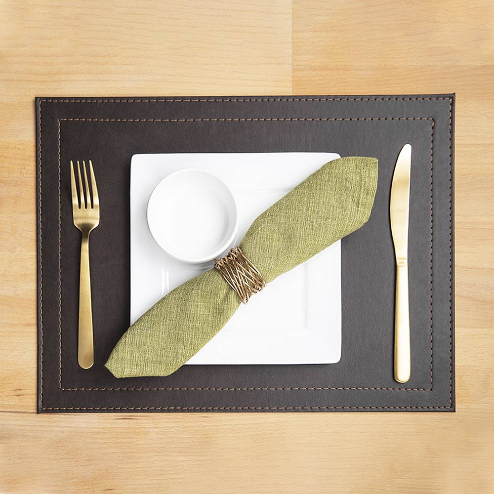 Classic Luxe Placemat Faux Leather: Black Onyx