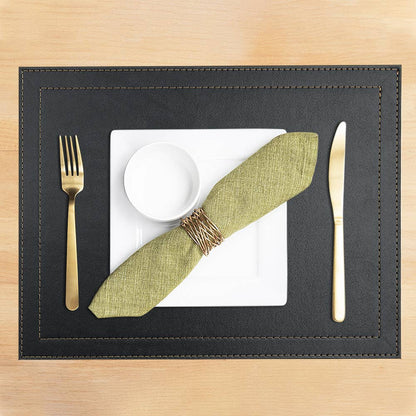 Classic Luxe Placemat Faux Leather: Black Onyx