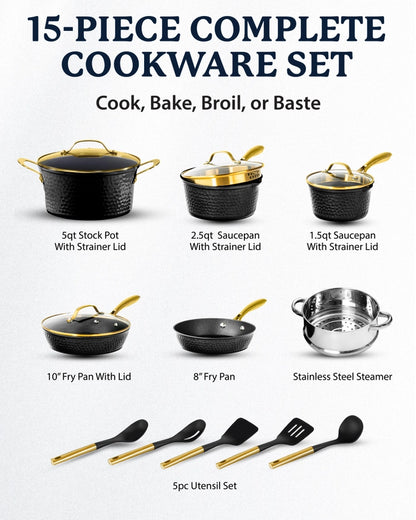 Granitestone Diamond Charleston (Black) 15 Piece Cookware