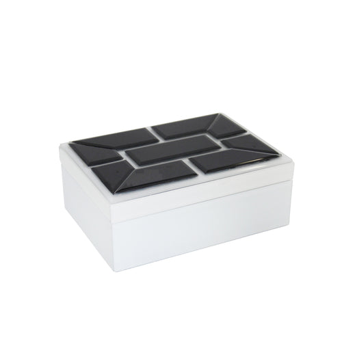 WHITE/BLACK WOOD/GLASS BOX