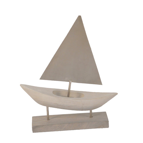 WOOD/SILVER SAILBOAT ON STAND