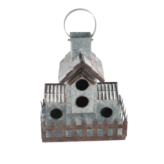 SILVER METAL BIRDHOUSE