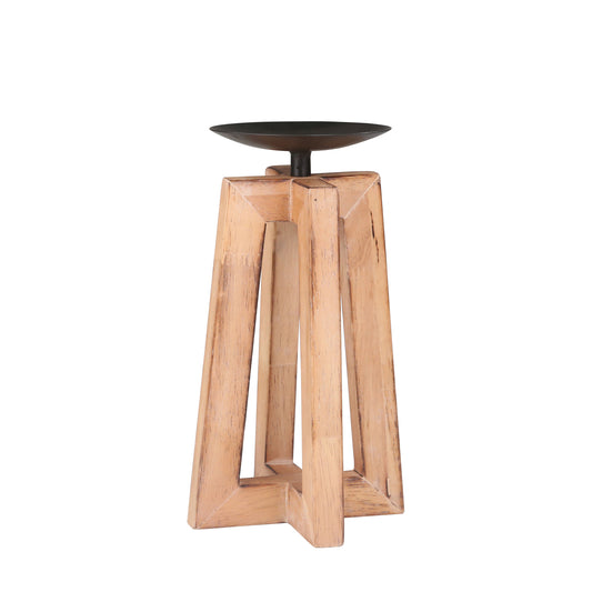 WOODEN 10" DECORATIVE CANDLEHOLDER