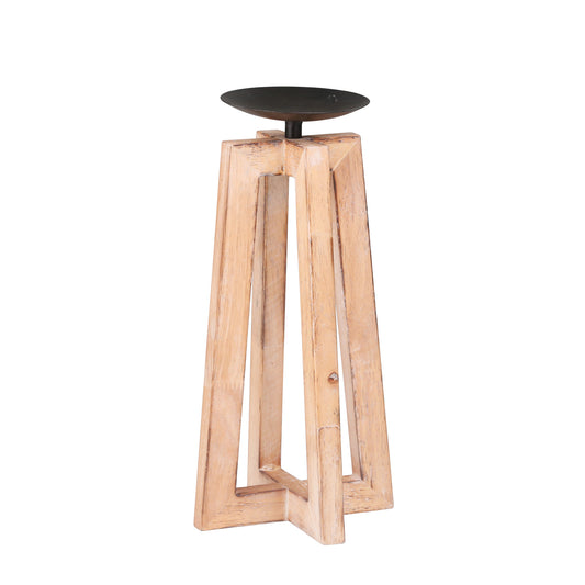 WOODEN 13" DECORATIVE CANDLE HOLDER