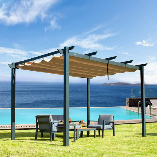 10'x13' Retractable Pergola with Weather-Resistant Canopy Aluminum