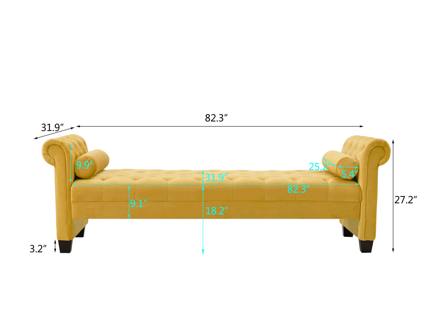 The Mozelle 82.3" Rectangular Large Chaise Yellow