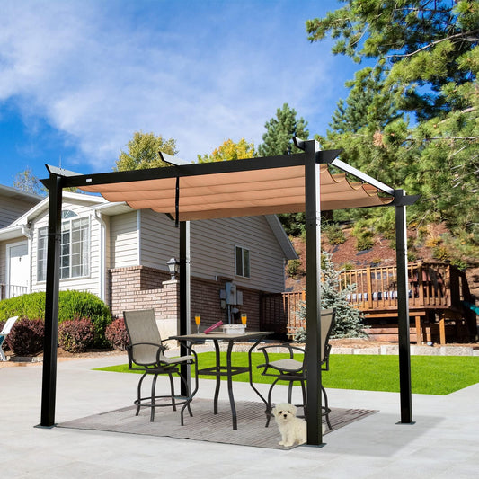 10'X10' Retractable Pergola with Weather-Resistant Canopy Aluminum