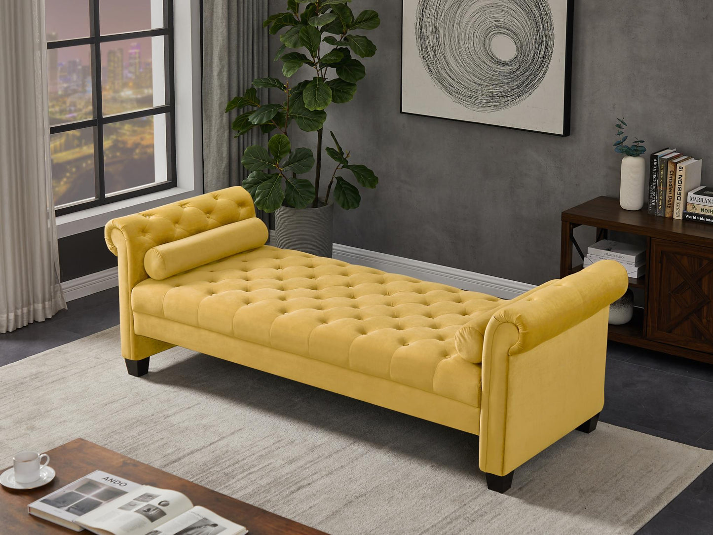 The Mozelle 82.3" Rectangular Large Chaise Yellow