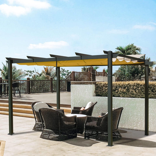 9'x13' Retractable Pergola with Weather-Resistant Canopy Aluminum